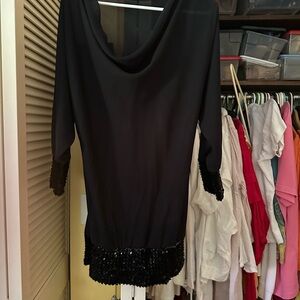 Elegant Black Sequin Trim Top or dress